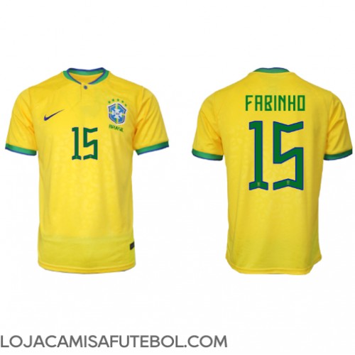 Camisa de Futebol Brasil Fabinho #15 Equipamento Principal Mundo 2022 Manga Curta